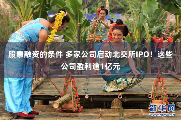 股票融资的条件 多家公司启动北交所IPO！这些公司盈利逾1亿元