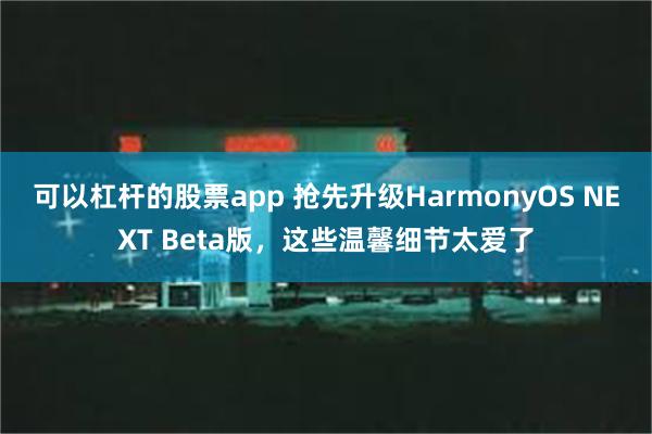 可以杠杆的股票app 抢先升级HarmonyOS NEXT Beta版，这些温馨细节太爱了